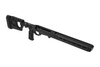 Magpul PRO 700L chassis cane be adjusted for left or right handed bolt throws with a black finish